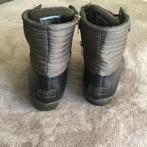 Sperry Womens Top Sider Saltwater Puff Nylon Duck Rain Boots Olive Green Sz 7.5 - Picture 4 of 6